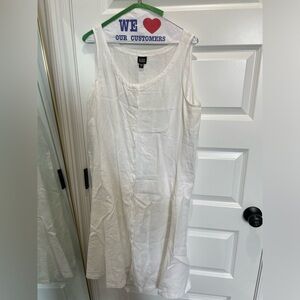 Eileen Fisher white linen dress large